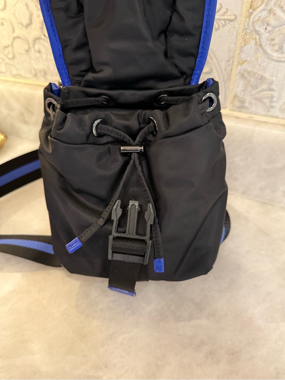 MZ Wallace Black Nylon Crossbody Bag with Cobalt Blue Trim - Picture 3 of 12